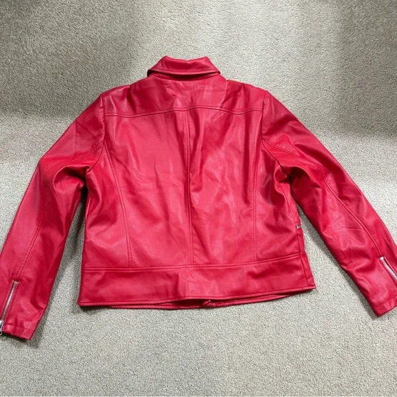 Vibrant Red Leather Jacket for Women - Picture 10 of 13